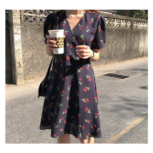 韓国ファッション ワンピース レディース 夏 半袖 チェリー さくらんぼ オルチャン Tb 492 毒いちご 通販 Yahoo ショッピング