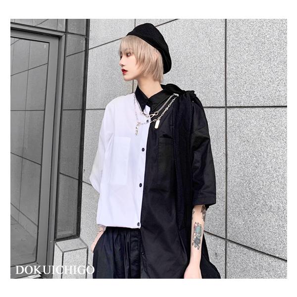jichoi 黒 半袖アシンメトリックトップス