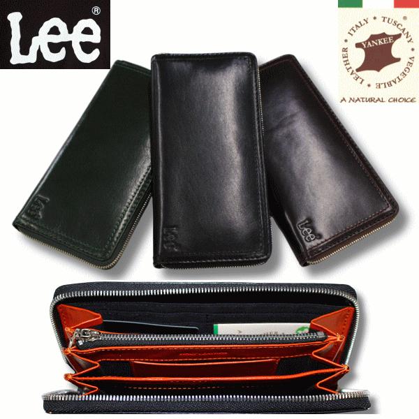 財布 Lee イタリアンレザー 牛革 本革 ラウンドファスナー 長財布 小銭入れ有り 320-2104 ブラック色 チョコ色 グリーン色 財布 メンズ 長財布 Lee（リー） 財布 イタリアンレザー 牛革 本革 ラウンドファスナー 長