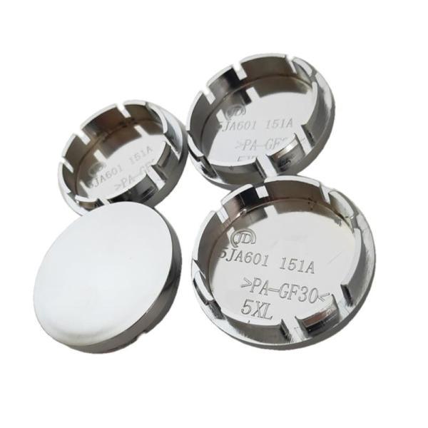 4点セット 56mm クローム カーホイール センター ハブ キャップ バッジ エンブレム ステッカー デカール リム防塵カバー用