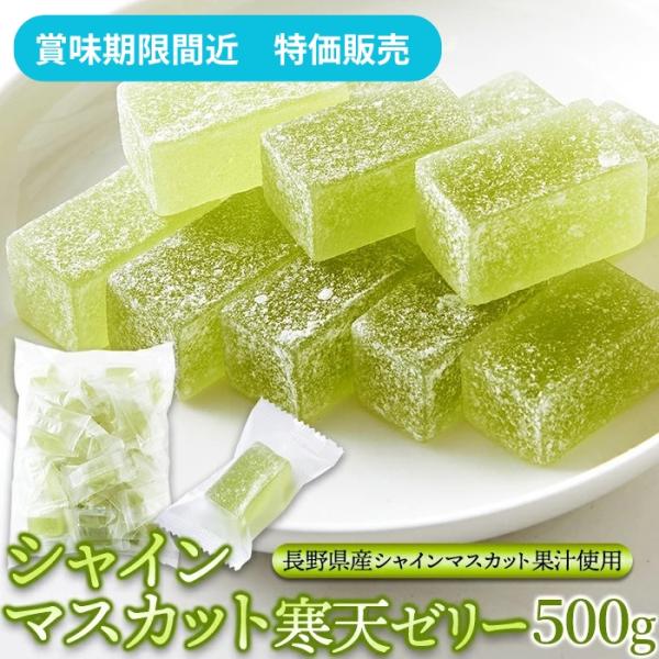 【賞味期限間近（2026/9/11）特価販売】シャインマスカット寒天ゼリー 500g 長野県産 個包装 新食感 夏 爽やか ひとくちゼリー おやつ 菓子 フルーツ ゼリー