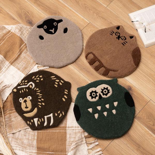 チェアパッド 約40×40cm ネコ フクロウ ヒツジ クマ シートクッション