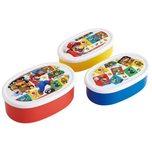 SKATER スケーター 弁当箱 シール容器 保存容器 3個組 スーパーマリオ 23 日本製 860ml SRS3SAG-A (プレゼント 入園準備 入学準備 保育園 幼稚園 小学校 子供)