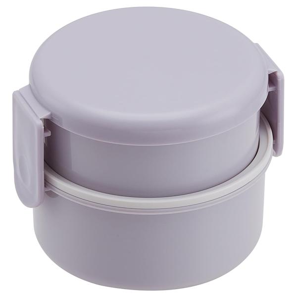 SKATER スケーター バイオマス フォーク付 丸型 ランチボックス 弁当箱 2段 500ml 電子レンジ対応 日本製 セピアラベンダー ONWR1B (プレゼント 子供 女の子)