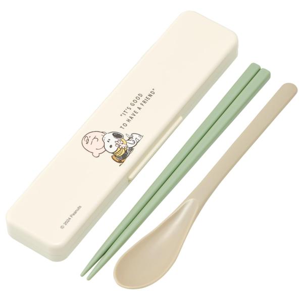 SKATER スケーター 箸 スプーン コンビセット 18cm 抗菌加工 お弁当 大人用 シリコンクッション付きで音がならない 日本製 スヌーピー バッジ CCS3SAAG