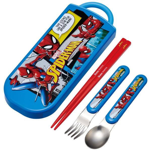 SKATER スケーター 子供用 お弁当 トリオセット 箸 スプーン フォーク 抗菌 加工 日本製 スパイダーマン 25 TACC2AG (プレゼント 入学祝い 小学校 子供 男の子)