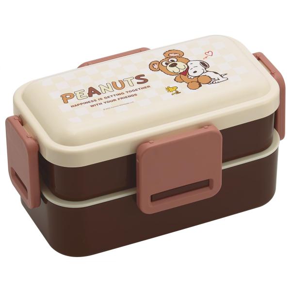 SKATER スケーター 弁当箱 ふわっと盛れる ランチボックス 2段 600ml 日本製 スヌーピー SNOOPY and BEAR PFLW4-A (プレゼント 子供 女の子 小学生 お弁当箱)
