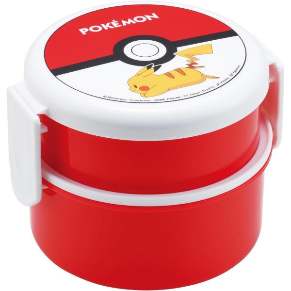 SKATER スケーター 弁当箱 丸型 ランチボックス 500ml 2段 フォーク付 日本製 ポケモン モンスターボール 25 ONWR1-A (プレゼント 保育園 幼稚園 子供 女の子)