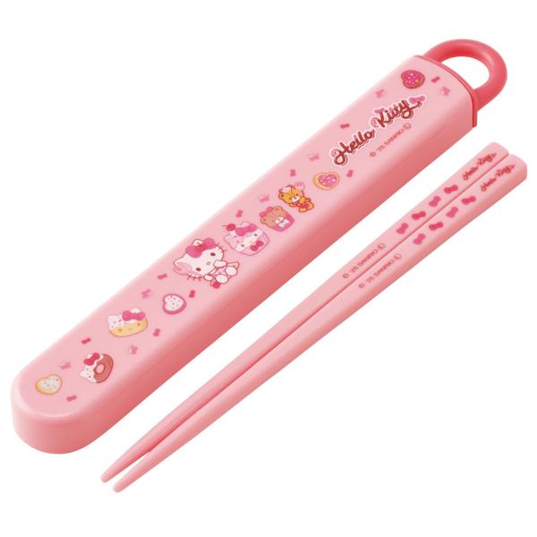 SKATER スケーター 子供用 箸 箸箱 セット 16.5cm 日本製 スライド式 サンリオ ハローキティ Fancy Snacks Weets 女の子 ABS2AM-A (プレゼント 保育園 幼稚園)