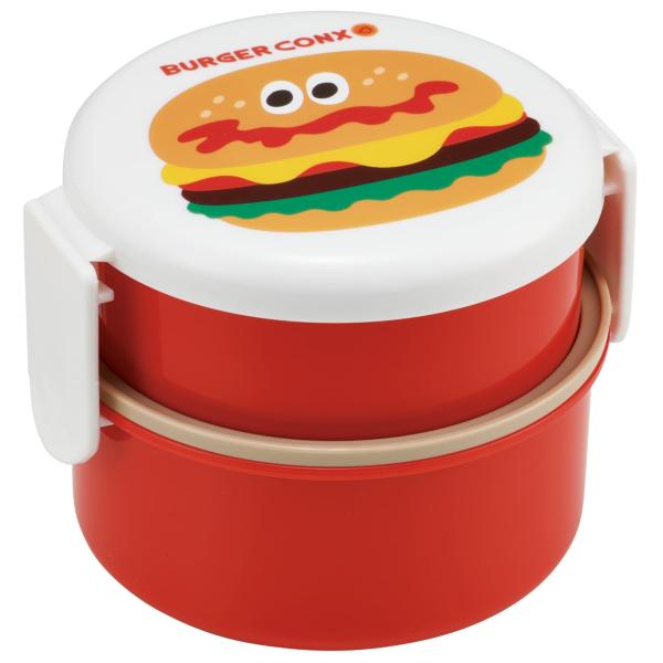 SKATER スケーター 弁当箱 丸型 ランチボックス 500ml 2段 フォーク付 日本製 バーガーコンクス ハロー ONWR1-A (プレゼント 入園祝い 入学祝い 子供 女の子)