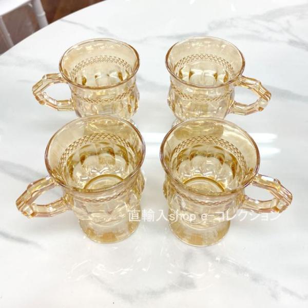 ガラスカップ 4点セット 琥珀色 透明 アイスティー アイスコーヒー