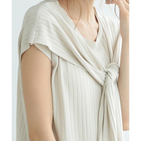 永遠の定番モデル ワンピース デザインリブニットワンピース レディース 肩がけ風 プロデューサー巻き 変形 Select Donoban リブ ロングワンピ