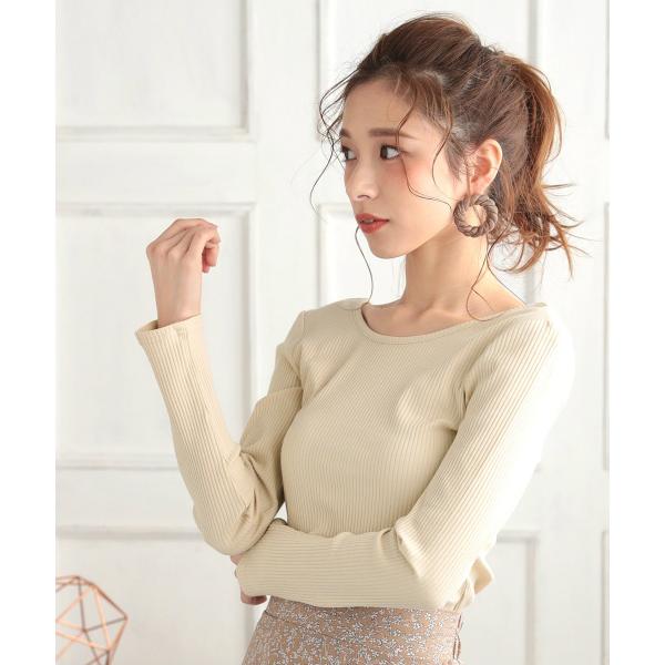 トップス バックオープンリブカットソー レディース 長袖 ロンt プルオーバー ｔシャツ Donoban 最新 メール便ok