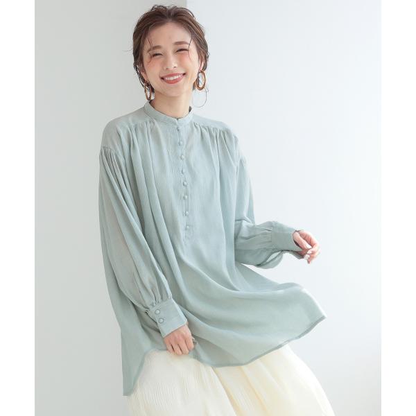 トップス バンドカラーブラウス レディース 長袖 Donoban メール便ok ノーカラー プルオーバー 手数料無料