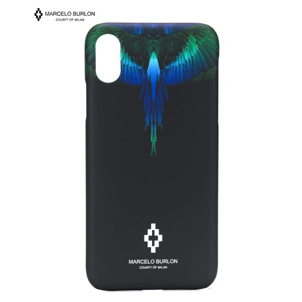 Marcelo Burlon 超激安 マルセロバーロン Iphoneケース メンズ Blue Wings X ロゴ Cmpa007f190080461088 ブラック ブルー ケース Case 送料無料