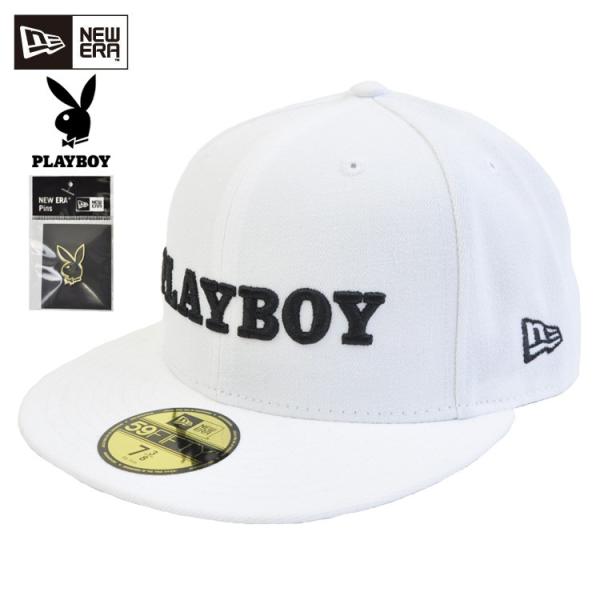 アウトレット Outlet New Era ニューエラ 59fifty Playboy プレイボーイ Logo ロゴ ホワイト ブラック ピンズ付き