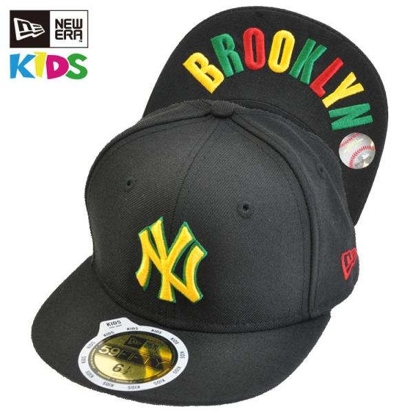 アウトレット 4年保証 Outlet ニューエラ キャップ 帽子 New Era キッズ Kids イエロー ヤンキース ニューヨーク ブラック 59fifty Undervisor Brooklynラスタカラー