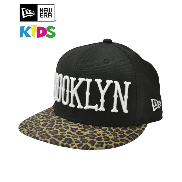 アウトレット Outlet ニューエラ キッズ キャップ New Era Kid S Youth 全品送料無料 レオパードバイザー ブルックリン アジャスター ブラック 9fifty N ホワイト
