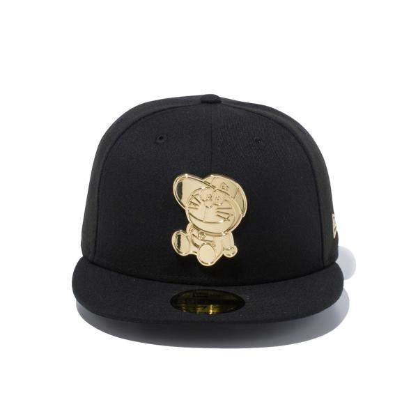 ニューエラ キャップ 59fifty ドラえもん オリジナル ゴールドメタルプレート ブラック 返品交換不可 帽子 メンズ キャラクター コラボ 送料無料 ロゴ Cap