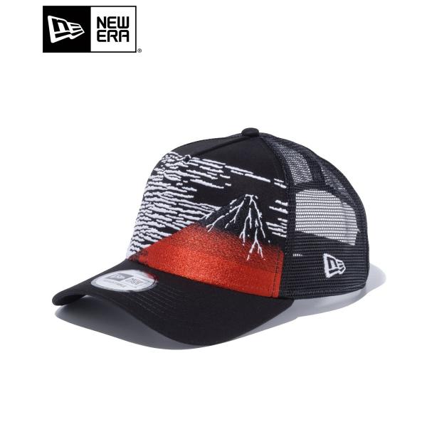 ニューエラ メッシュキャップ 与え 9forty A Frame トラッカー 浮世絵 赤富士 ブラック 送料無料 New Cap メンズ ロゴ Era 帽子