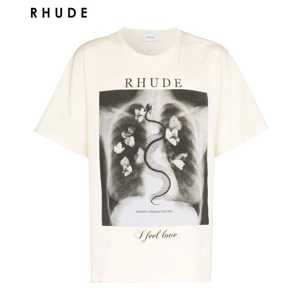 Rhude ルード Tシャツ Rib Cage Tee オフホワイト メンズ グラフィック Tee トップス 半袖 クルーネック