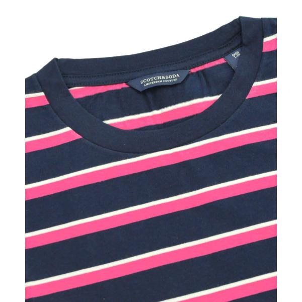 Scotchamp Soda 国内正規総代理店アイテム スコッチamp ソーダ Tシャツ Printed Jersey T Shirt ネイビー 292 ストライプ メンズ トップス ピンク ボーダー タグ 半袖 シンプル