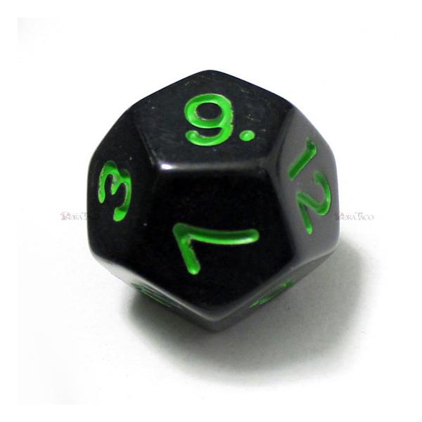 単品◇不透明【黒／緑】12面サイコロ(ダイス) : サイコロ専門店