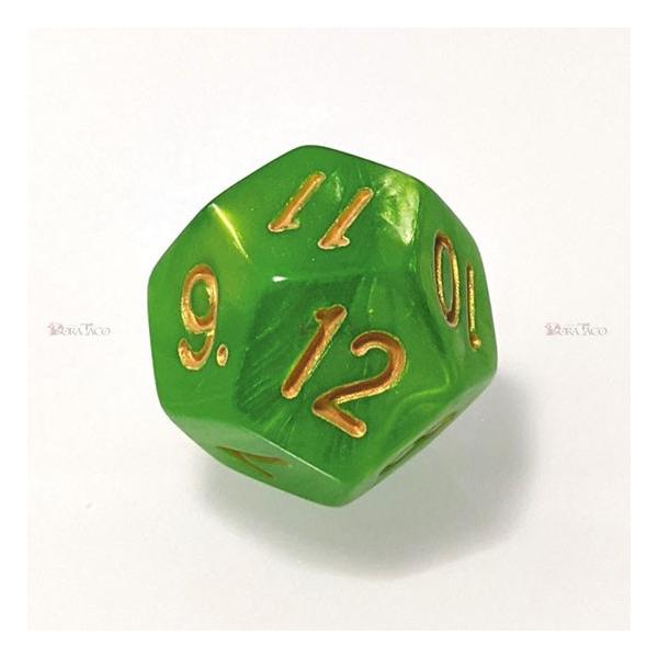 サイコロ ダイス／単品◇パール調【黄緑/金】12面サイコロ(ダイス