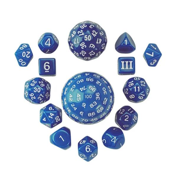 3〜100面ダイス 多面体15個セット【ブルー】 : サイコロ専門店ドラタコ