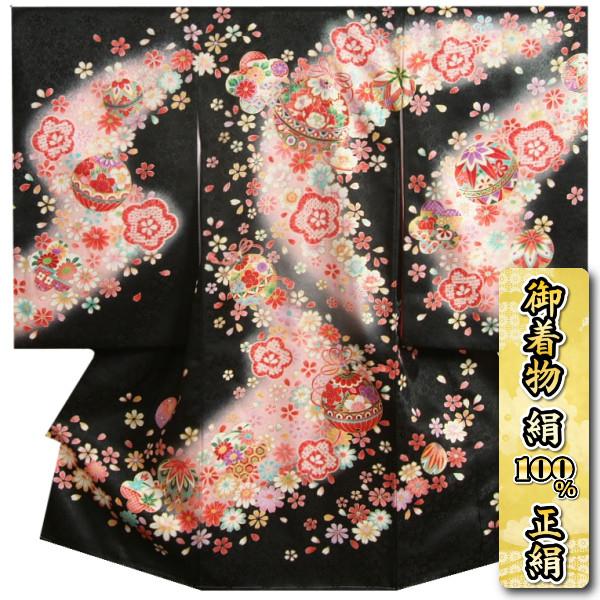 お宮参り着物 女の子用 正絹流水文様の高級セット