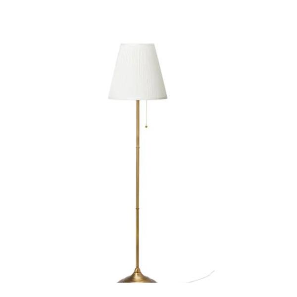IKEA イケア オースティード 照明 LED フロアライト 真ちゅう 布製 ランプシェード やさしい光 均一な光