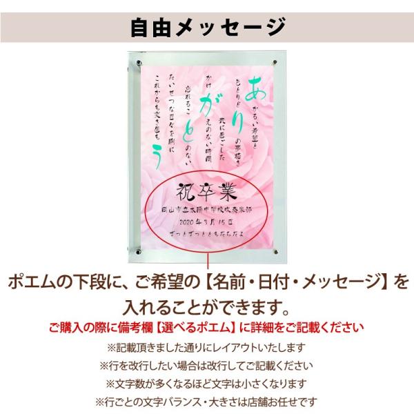低価格 ありがとう ポエム バラ Type1 詩 名入れ クリアフレーム 縦 額 出産祝い 米寿 家族 お祝い 還暦 結婚祝い プレゼント デザイン 額縁