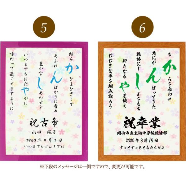 かんしゃ ポエム カラフルミニフラワー 詩 名入れ ケイティ 縦 額 プレゼント 額縁 出産祝い お祝い 結婚祝い 家族 米寿 デザイン 低価格 還暦