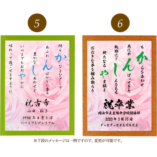 かんしゃ ポエム バラ Type1 詩 名入れ ケイティ 付与 縦 額 結婚祝い 額縁 出産祝い 還暦 デザイン お祝い 家族 米寿 プレゼント