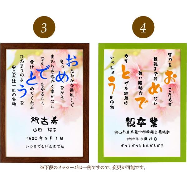 おめでとう ポエム 桜 詩 名入れ ケイティ 正規販売店 縦 額 出産祝い 還暦 家族 デザイン お祝い 米寿 プレゼント 額縁 結婚祝い