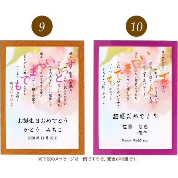 ずっといつまでも ポエム 桜 詩 名入れ ケイティ 縦 額 デザイン 還暦 お祝い 家族 買物 米寿 出産祝い プレゼント 額縁 結婚祝い