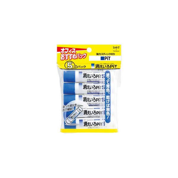 他サイト： トンボ鉛筆　スティック糊消えいろピットＴ　５Ｐパックの商品画像