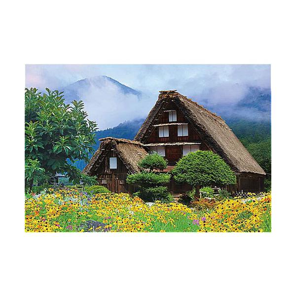 ●品番:300-093●入数:１個●合掌造りの家屋に黄色い花が彩りを添え、里山の風景を一層引き立てる。（岐阜）