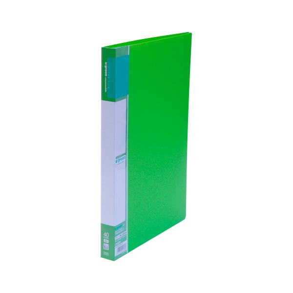 ●クラウン　u green クリヤーファイルA4　リーズナブル A4判タテ型(40ポケット)（緑）