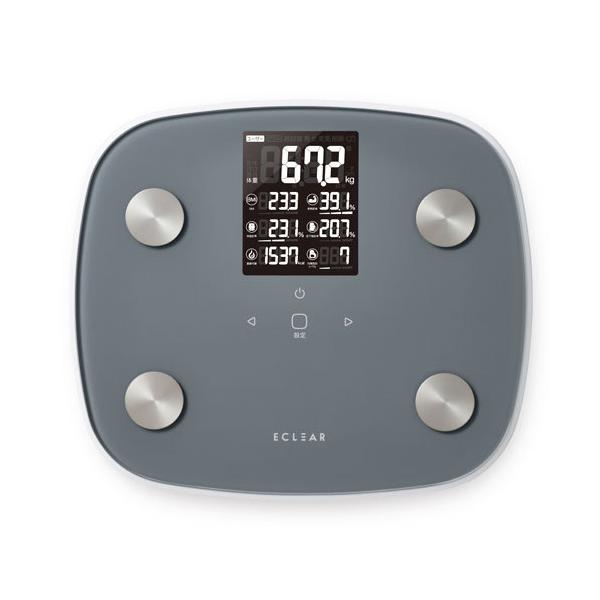 ●品番:HCS-FS05GY●入数:１台●製品本体の液晶画面を大きくし、測定データの一覧表示を可能にした“エクリア体組成計”です。●体重・前回体重値・内臓脂肪レベル・皮下脂肪率・ＢＭＩ・体脂肪率・骨格筋率・基礎代謝の８項目が測定可能です。●...