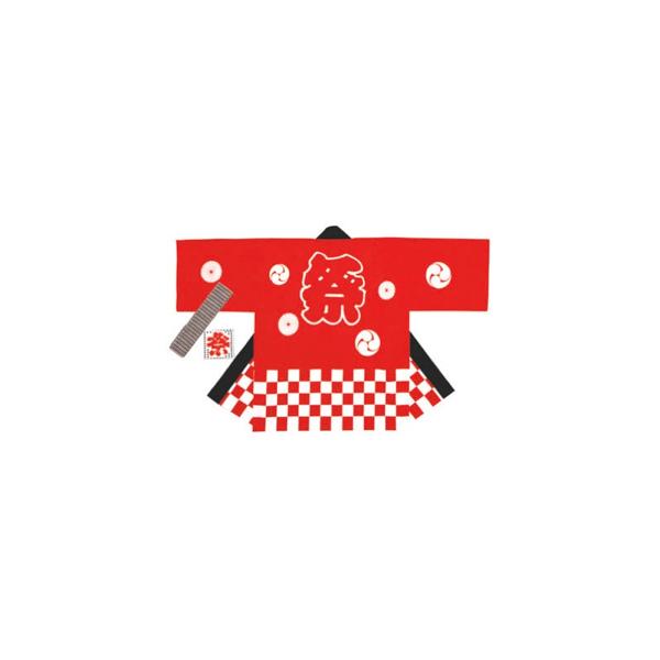 ササガワ] （まとめ買い） タカ印 祭袢天（はんてん） 市松赤 大人 L 1 