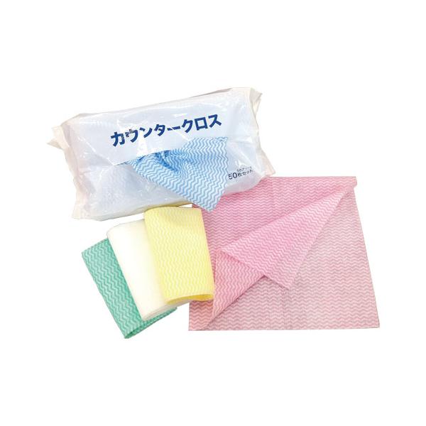 ●品番:1035●入数:５０枚●定番中の定番、カウンタークロス５０枚セットです。●５色アソートなので色ごとに使用シーンを使い分け出来ます。