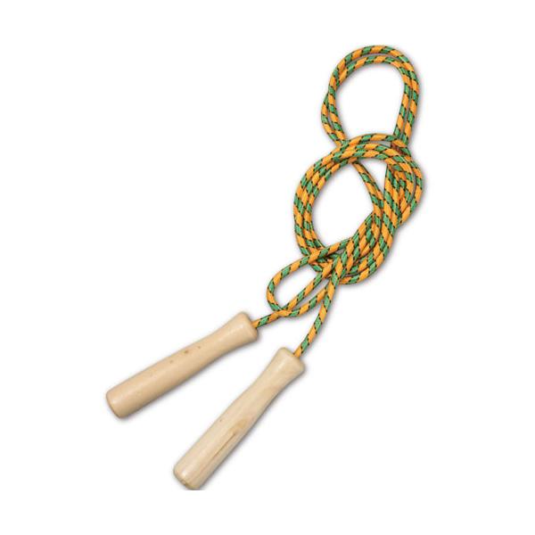 ●品番:001365●入数:１個●木柄なわとびに、カラーひもが登場！●カラフルなひもの木柄なわとび！