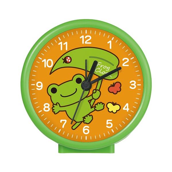●品番:021885●入数:１個●お部屋のインテリアにもなる、かわいいカエルデザインの目覚まし時計です。●アナログ表示で、視覚的に時間の感覚が身につきます。●見やすい文字盤で、お子さまの時計の学習にもぴったり。●コンパクトなので、ベッドサイ...