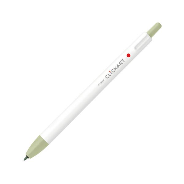 ゼブラ　クリッカート PL（やさしくペールな色合い） カラーペン ノック式 キャップなし イラスト　細字(0.6mm)（ライトカーキ）