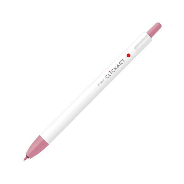 ゼブラ　クリッカート PL（やさしくペールな色合い） カラーペン ノック式 キャップなし イラスト　細字(0.6mm)（ペールローズ）