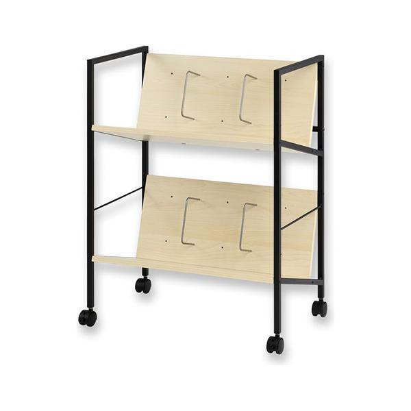 ●品番:FWG02BK●入数:１台●棚が斜めだから取り出しやすくしまいやすい。キャスター付き。移動する際もファイルが落ちにくい。●幅４３ｍｍのＡ４ファイルが、約２４冊も収納できます。沢山入るので、デスク周りをスッキリ整理整頓。●仕切り４本つ...