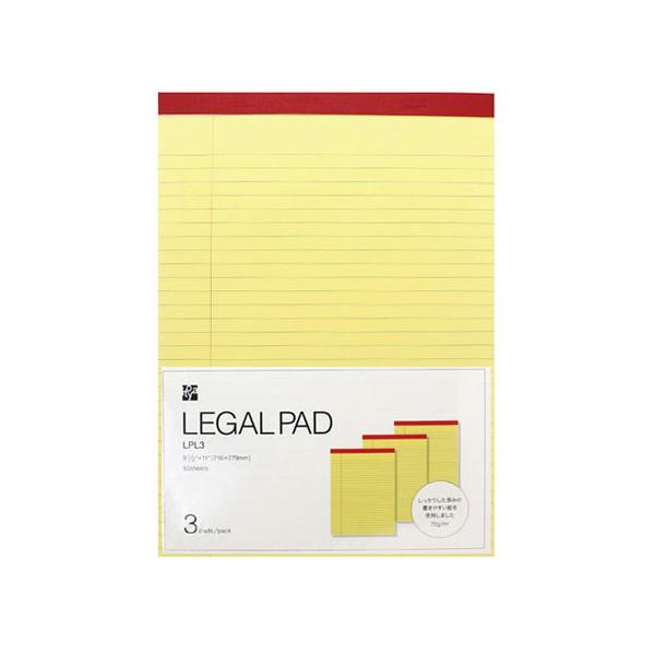 ●品番:LPL3●入数:３冊●台紙が厚く、立ちながらでも書きやすいＡ４サイズ相当のレポートパッド。●アメリカの法律家を中心に使用されているリーガルパッド。●法律学校を中心に使われていたものが、ビジネスシーンに広まったといわれています。●赤い...