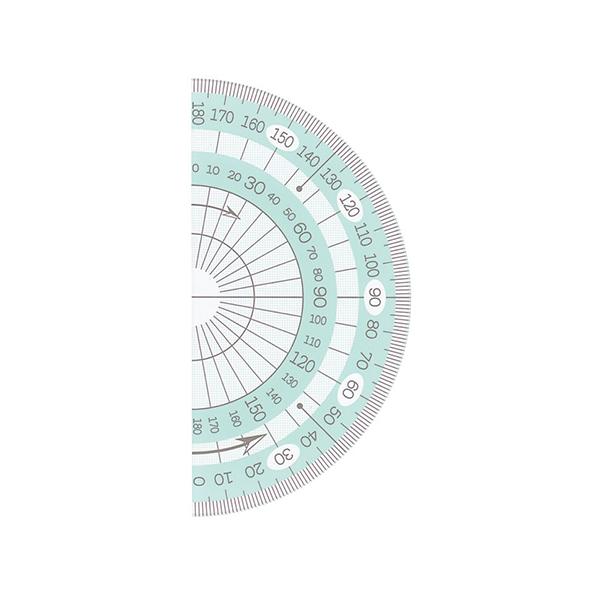 ●品番:MP-9PI●入数:１枚●マカロンカラーの分度器。●０°が左右にあるので、どちらからでも測れます。●３０°ごとに色分けされているので読み取りやすくなっています。