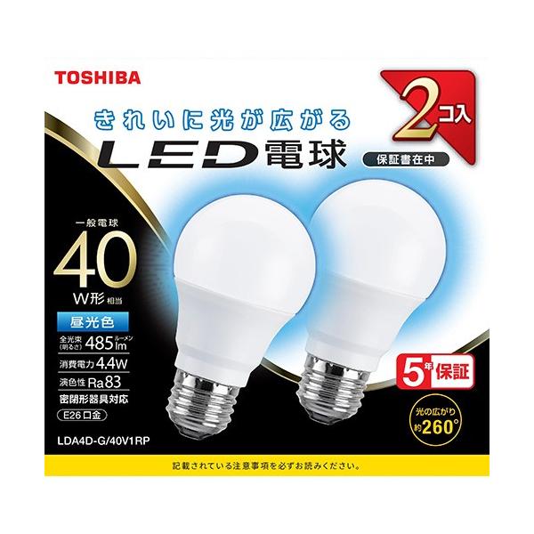 東芝 東芝LED電球（一般電球形・E26 4.4W 485lm 40W形相当）昼光色 全